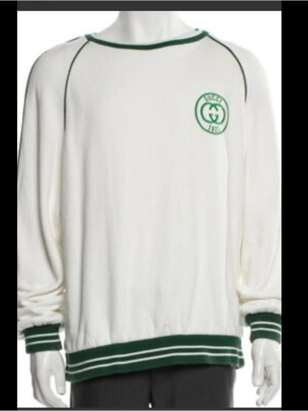 Men's Gucci white cotton jersey sweatshirt green 1921 interlocking G size medium